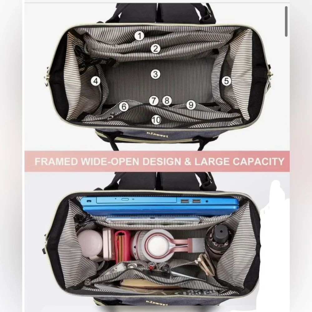 Lovelook Viola V Laptop Backpack, gray & black, unisex, USB charging port, EUC